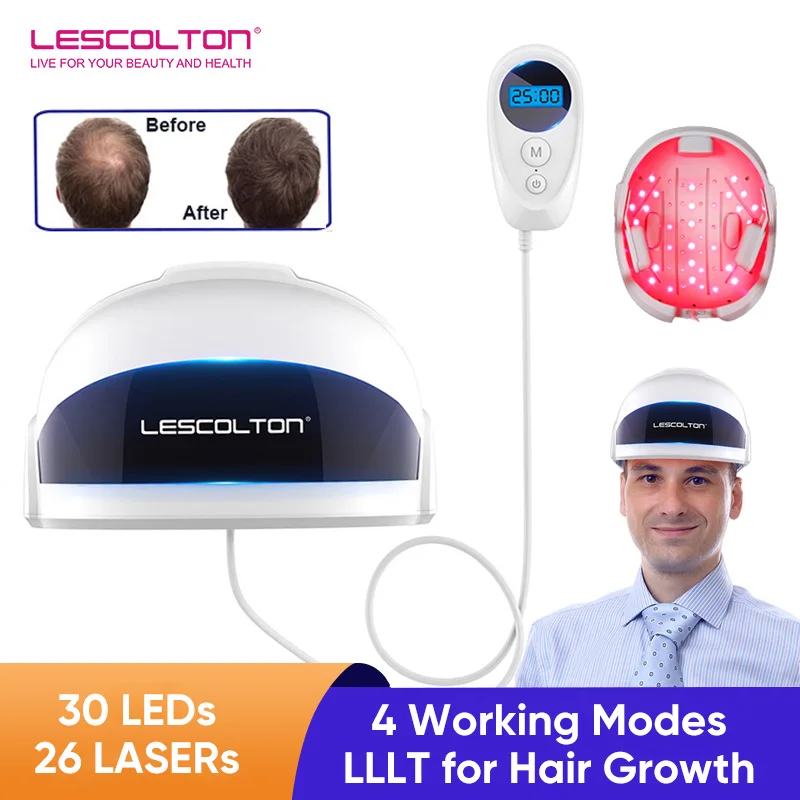 Lescolton Hair Growth Cap Laser Man Woman Hair and Scalp Treatments Anti Hair Loss LLLT Hair Regrow Helmet Red Light Therapy Cap