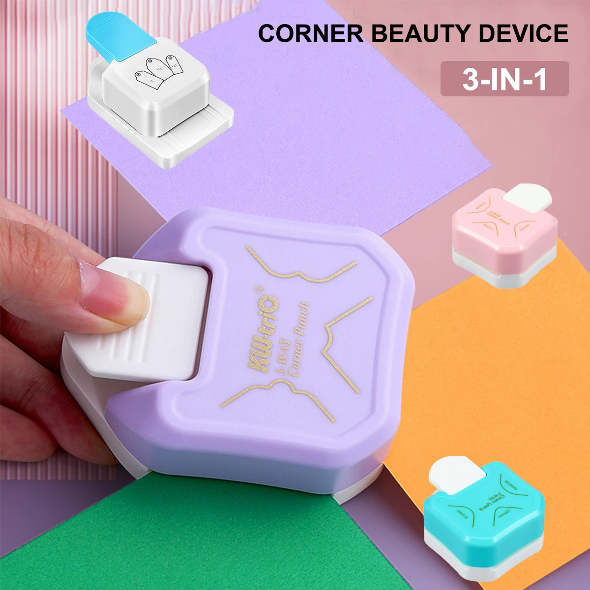 3-In-1 Corner Rounder Punch 3 Shapes Labor-Saving Precision Cutting Paper Corner Punching Machine Compact for Scrapbook Making