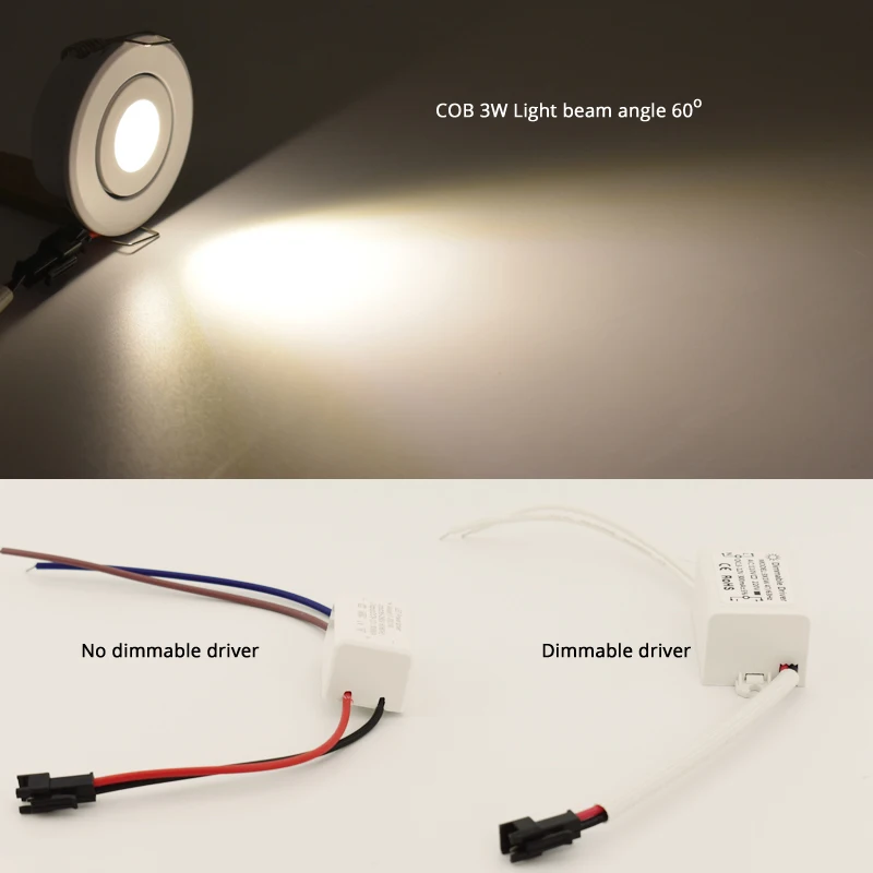 Mini LED Spot Downlights COB 3W Dimmable Light 110V 220V Cut Hole 30mm for Ceiling Cabinet Chowcase Loft Decorations