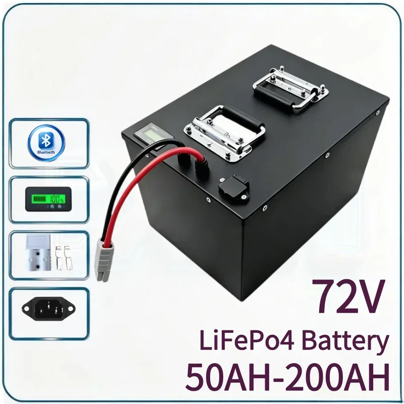 72V 50Ah-200Ah LiFePO4 Battery With 24S Bluetooth BMS, 7000W Max Power Support Mobile App Monitoring For Off-Grid Solar RV Marin