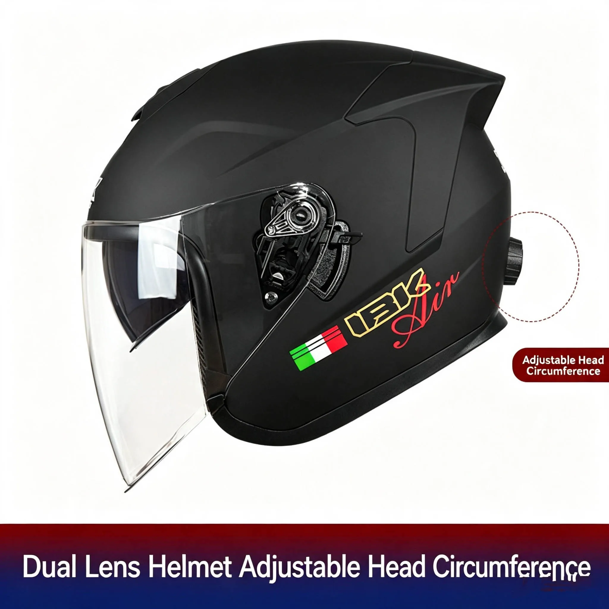 Built-in dual lenses, three-quarter helmet, unisex, full-face motorcycle helmet, all-season electric vehicle riding safety helmet