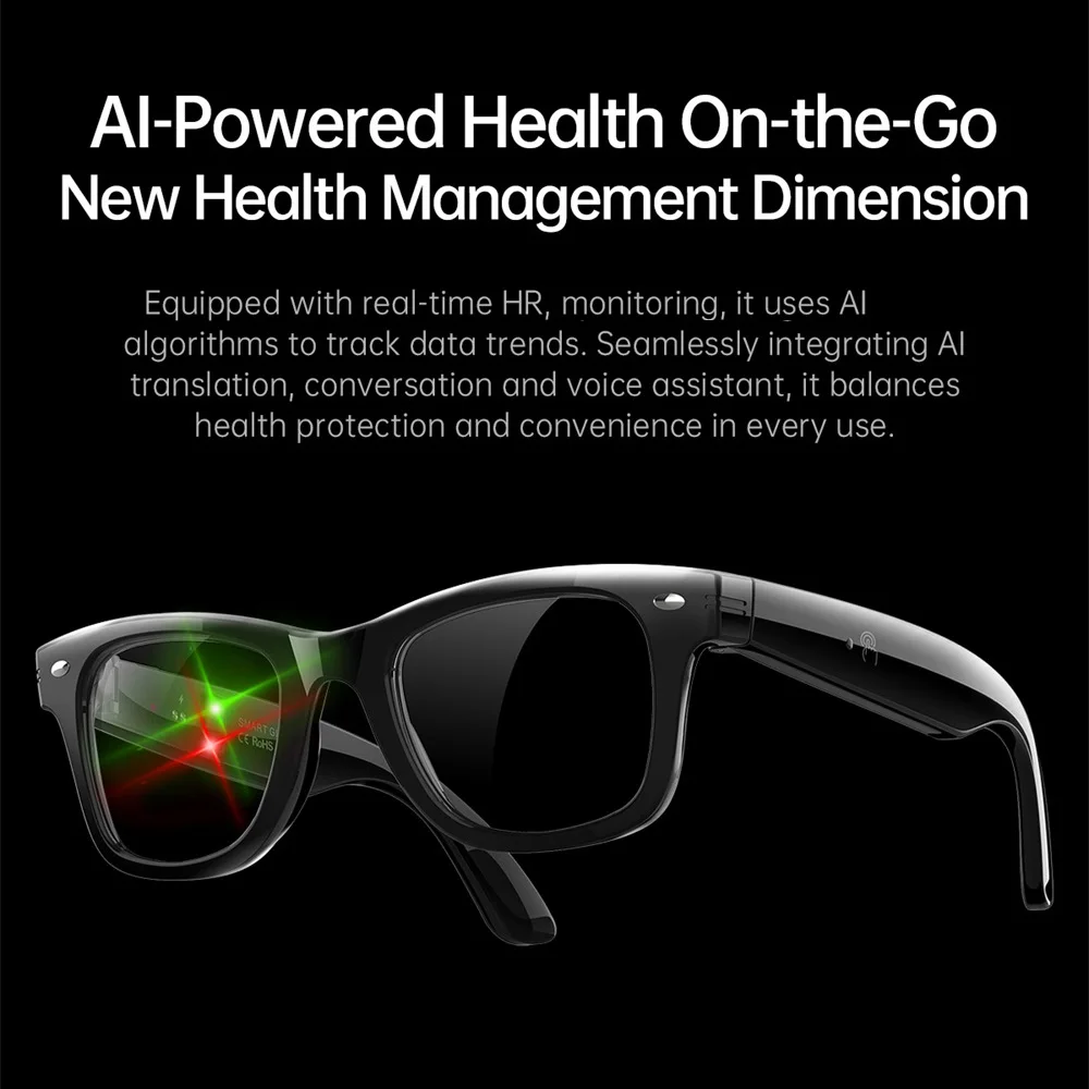 2025 Heart Rate Body Temperature Health AI Intelligent Glasses AI Translation UV Detection Sport Voice Assistant Call Sunglasses