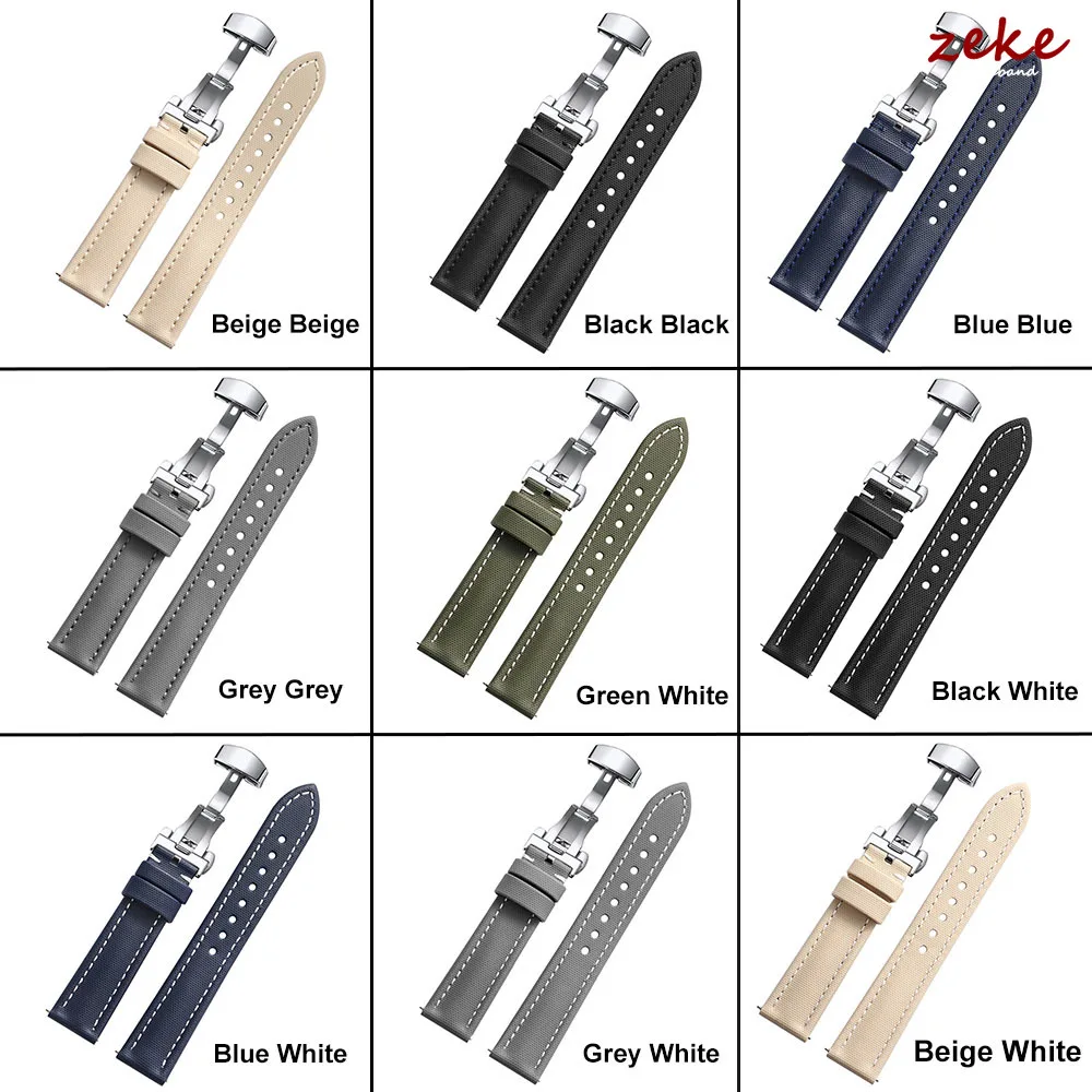 Waterproof Sailcloth Watch Band Butterfly Buckle Sailcloth Strap 18/19/20/21/22mm Durable Nylon Quick Release Bracelet Wristbelt image 2