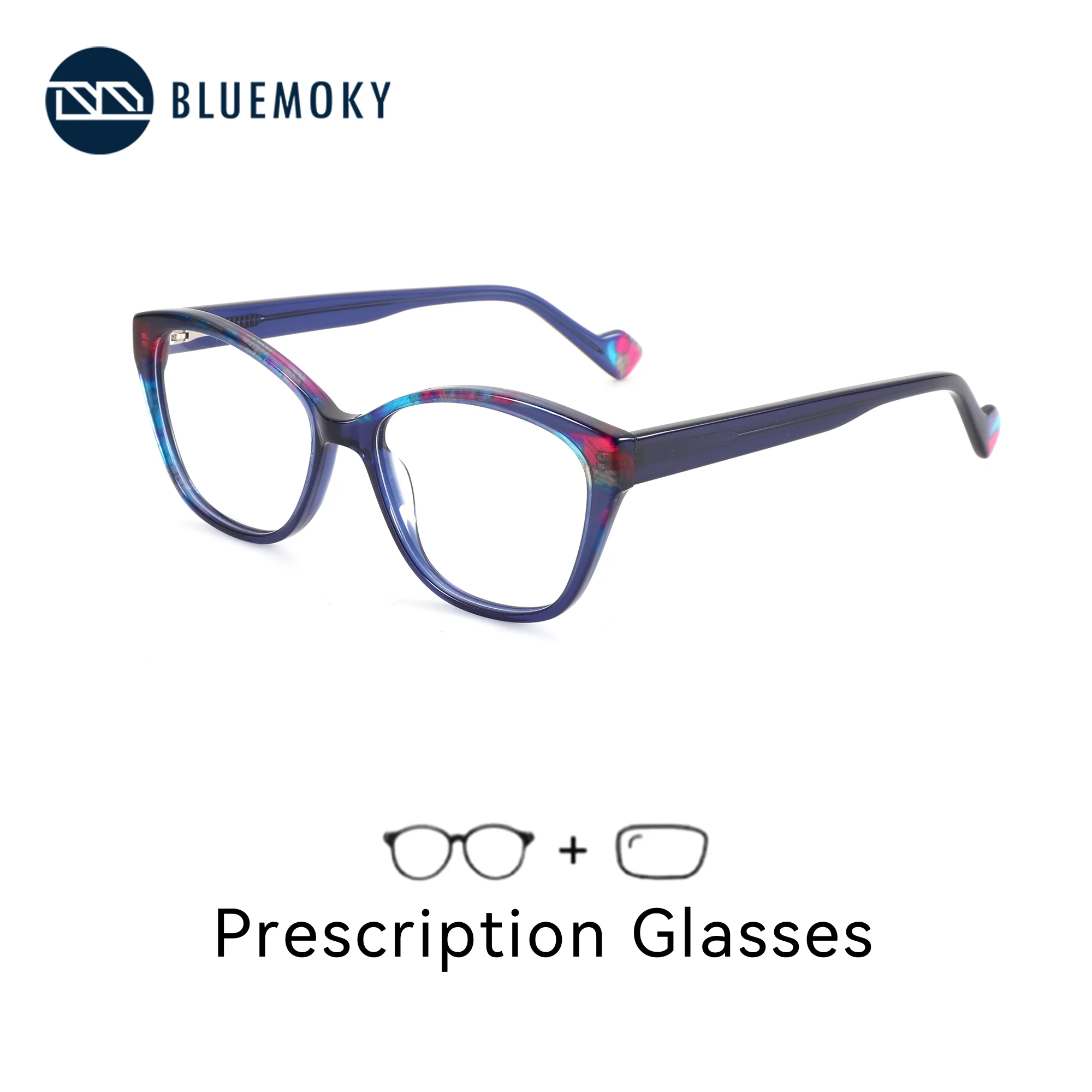 BLUEMOKY (XXS Size) Butterfly Acetate Prescription Glasses Anti Blue Light Myopia Graduated Glasses For Myopia Woman