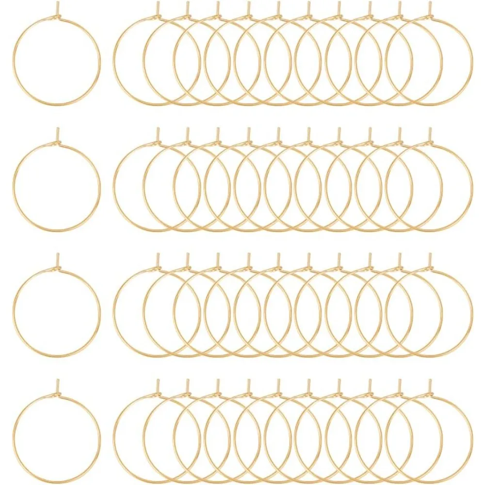 50 Pairs Vacuum Plating Hoop Earring Findings Golden Wine Glass Ring Findings Stainless Steel Ear Wires for Women