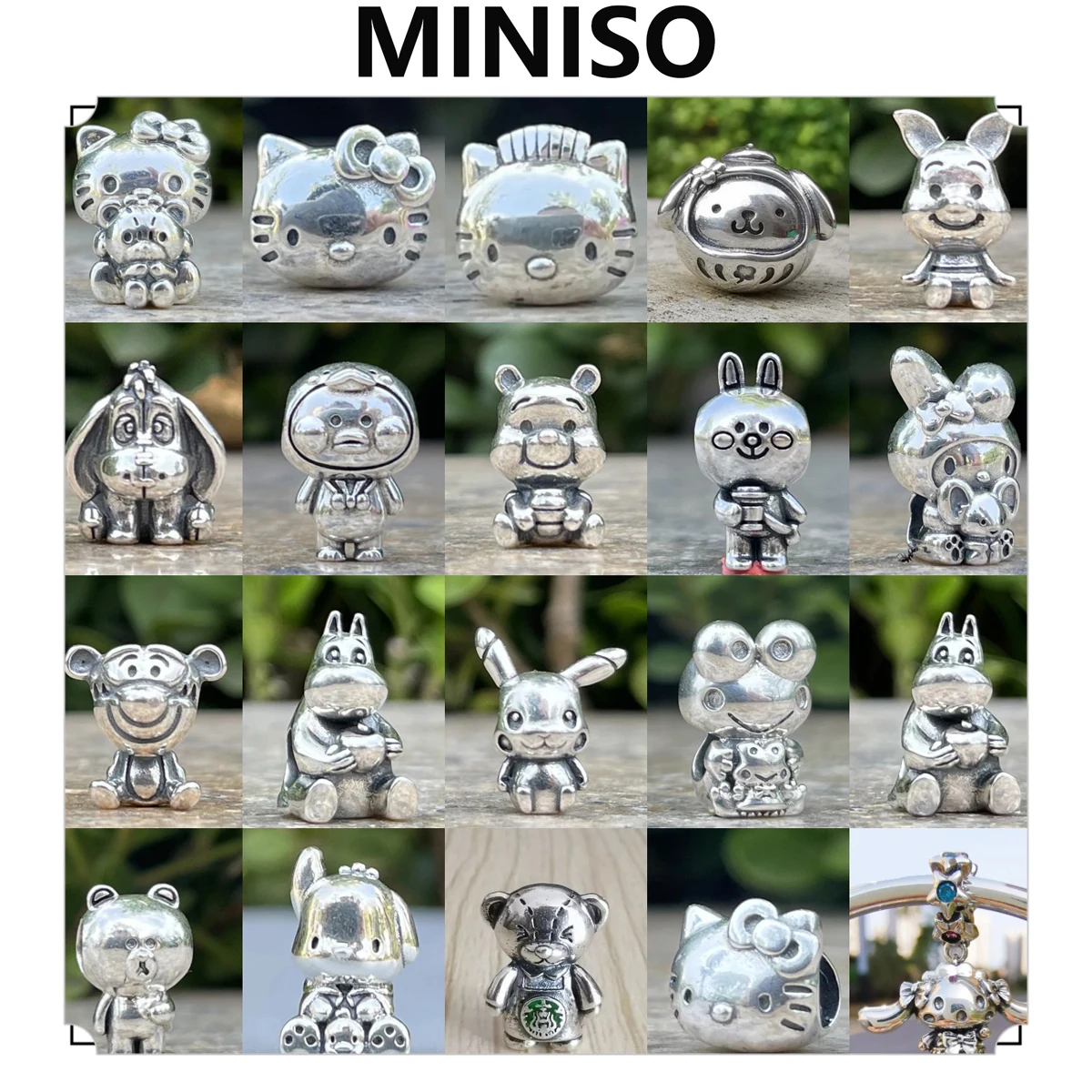 

Miniso Disney & Sanrio 925 Silver Beads Eeyore Piglet Hello Kitty Kuromi Charm Women DIY Jewelry Fit Original Bracelet Trinket