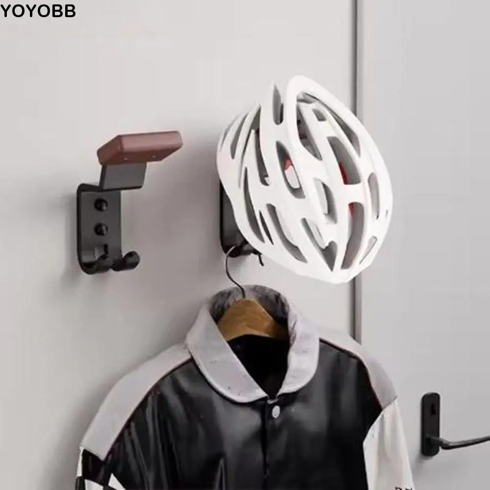 

Carbon Steel Motorcycle Helmet Holder Wall Mounted Dual Hook Motorcycle Hat Stand Space Saving Safety Hat Rack Sports Gears
