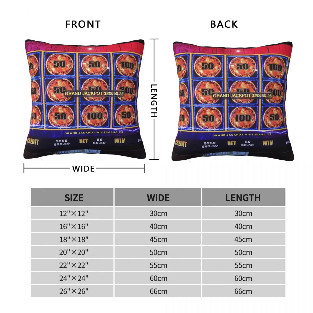 Grand Jackpot On The Pokies Square Pillowcase Polyester Linen Velvet Creative Decor Pillow Case Bed Cushion Cover Wholesale 18