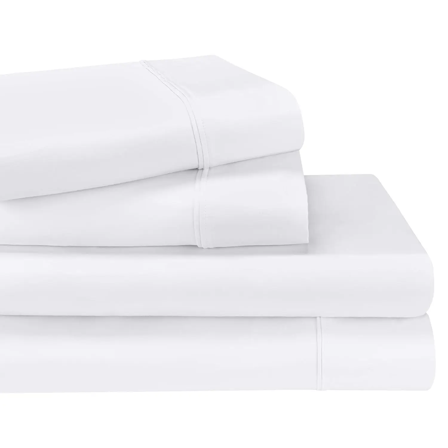 1200TC Egyptian Cotton Sheet Set Deep Pocket Fitted Flat 2 Pillowcases Embroidered Bedding Cal King White, Customized