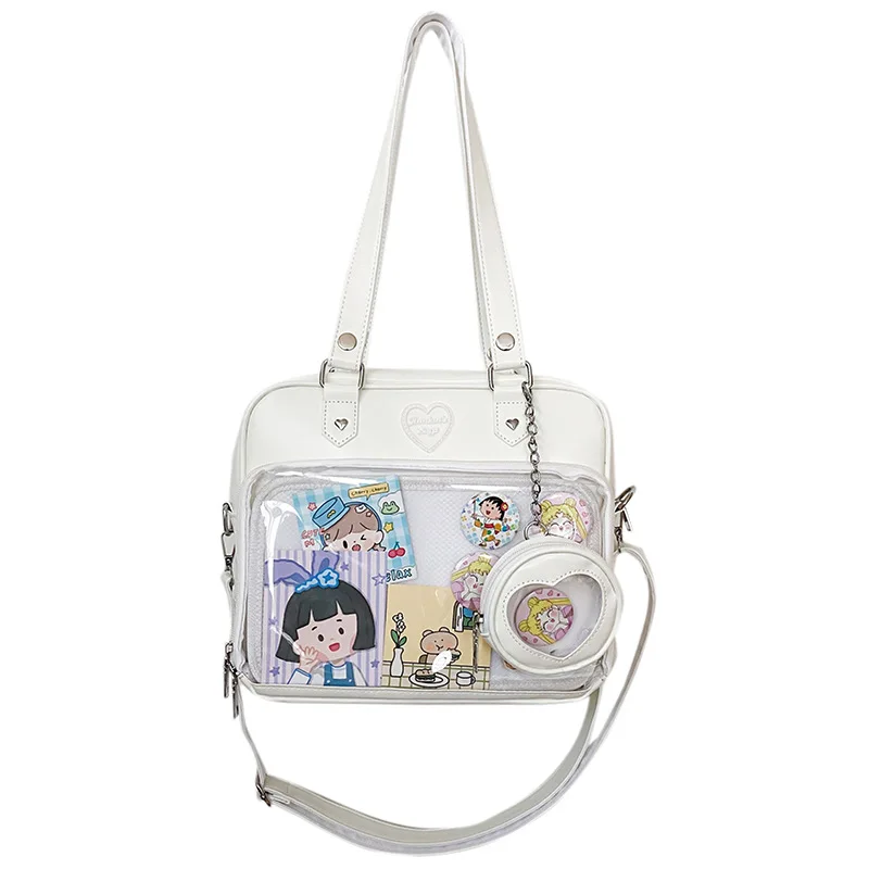 Japanese Kawaii Shoulder Bag Women Leather JK Uniform Bag Girls Transparent Bag female Student messenger bag itabag Bolso sac