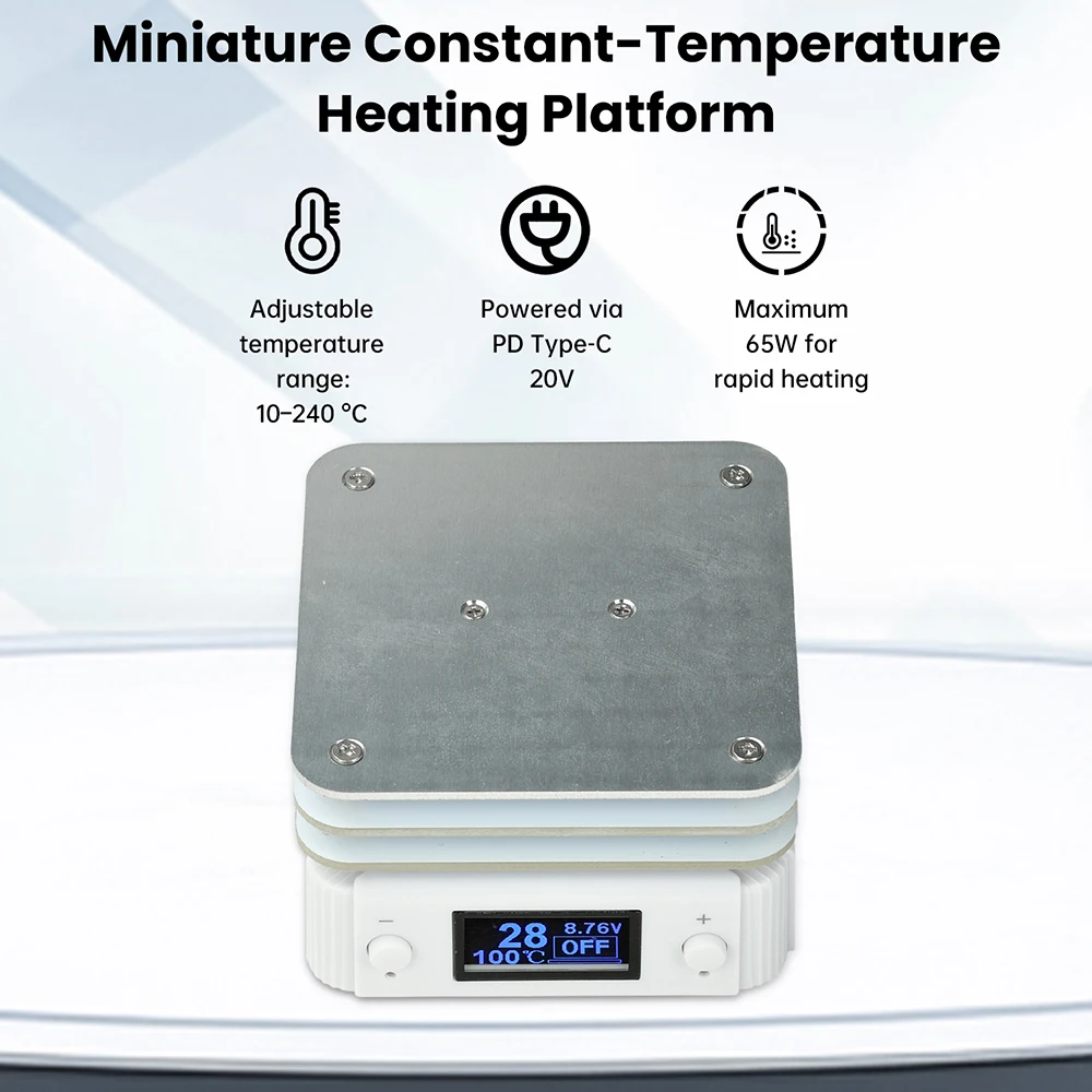 Mini Soldering Station with Digital Display PD65W 20V 240°C Constant Temperature Preheating Plate for PCB Repair Tool