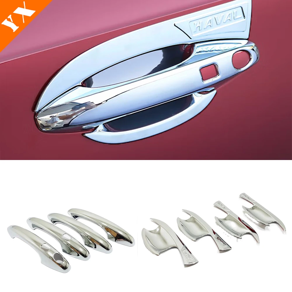 

Car Door Knob Protector Door Handle Frame Cover Garnish Trim For Haval H6 3nd Gen Accessories 2021-2023 Carbon Chrome Look