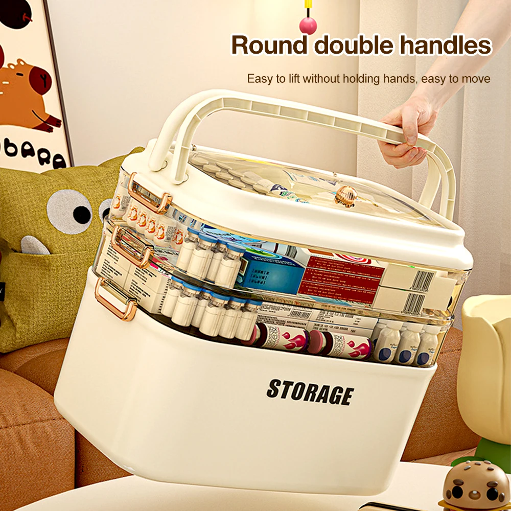 Medicine Storage Box Plastic Multi-Layer Portable First Aid Kit Organizer Aid Kit Home Container Family Home Pill Storage Box