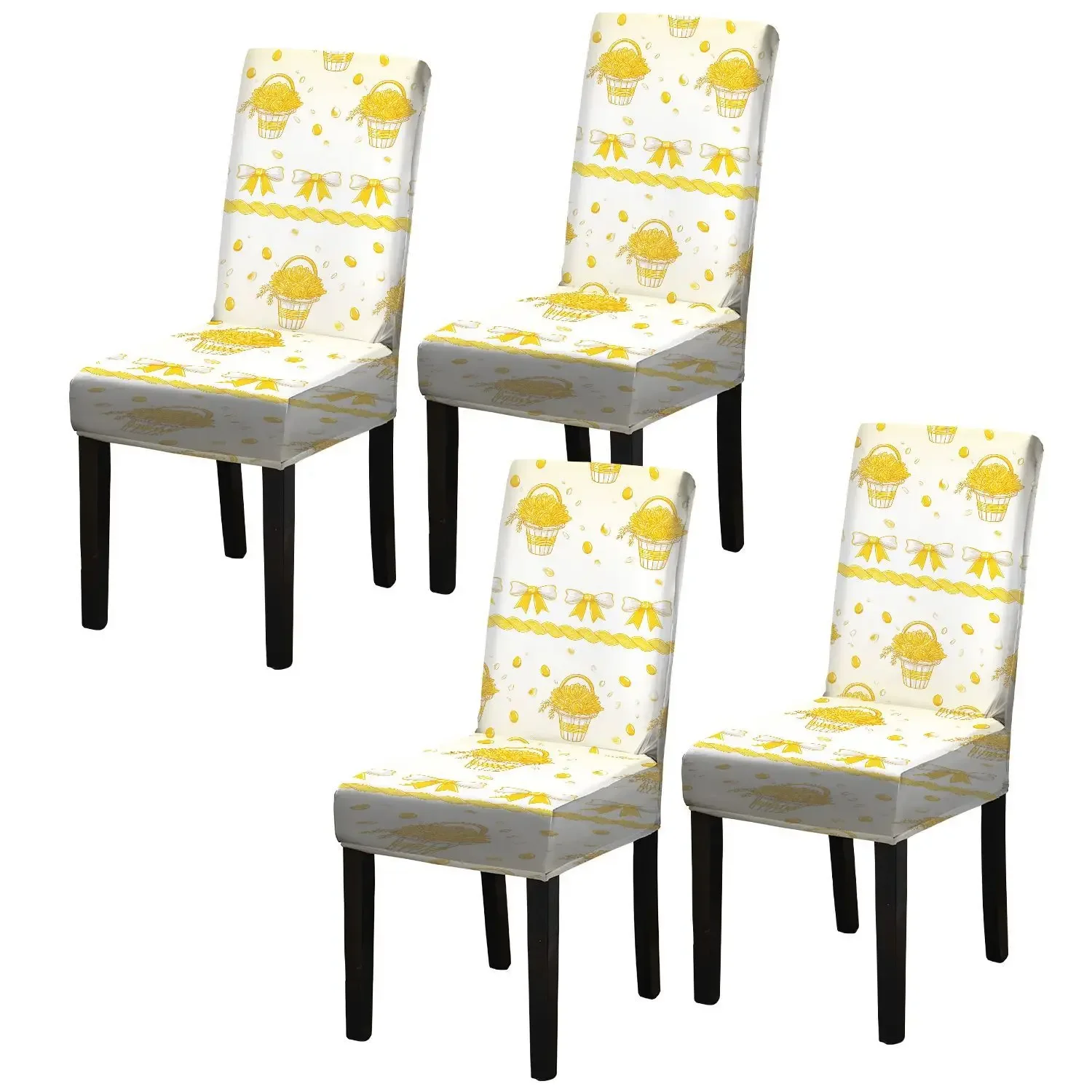 Elastic printing dining chair cover, flower basket love pattern, removable and washable household dining chair cover