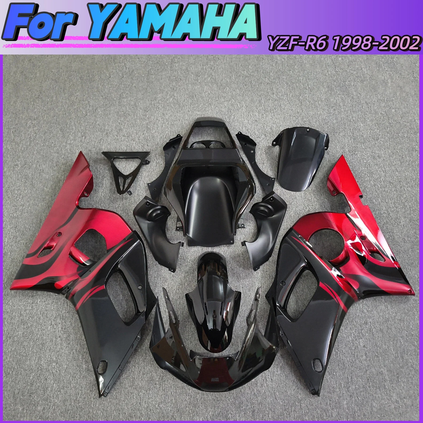 Motorcycle Accessories For YAMAHA YZF-R6 R6 1998 1999 2000 2001 2002 Carbon Painted Look Retrofit Parts Fairing Fenders Panels