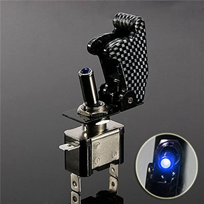 

5X 12V 2Pins Car Dash Rocker Switch Lever SPST On / OFF Carbon AIRCRAFT-Blue