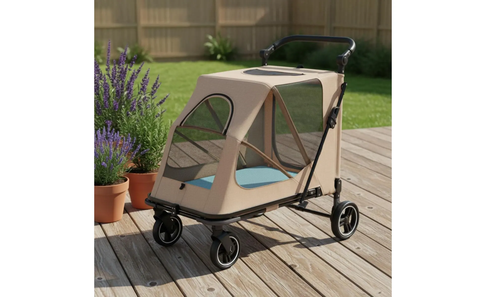Foldable Dog Stroller Portable Foldable Pet Stroller Dog Wagon Large Size Rolling Carrier Breathable Mesh for Travel, Shopping