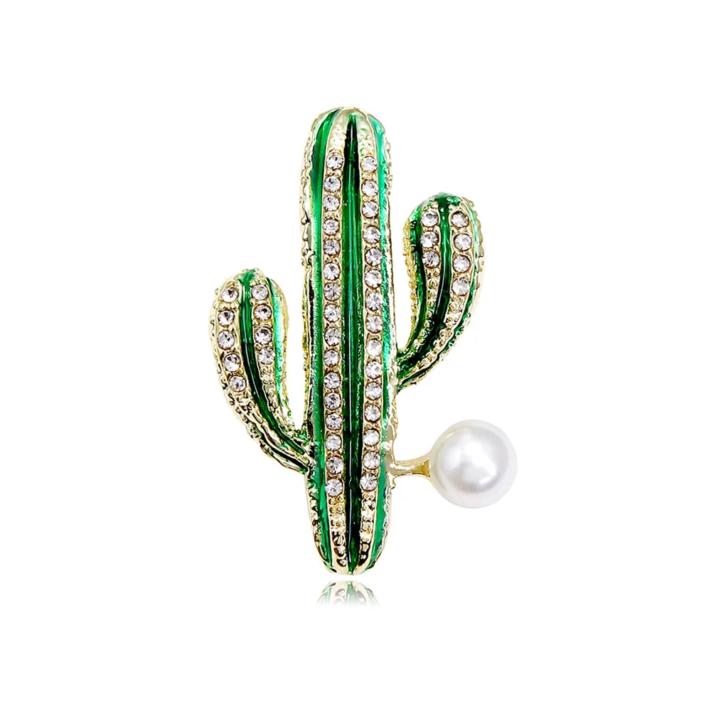 women men cactus brooch creative fashion diamond pearl clothing accessories pins