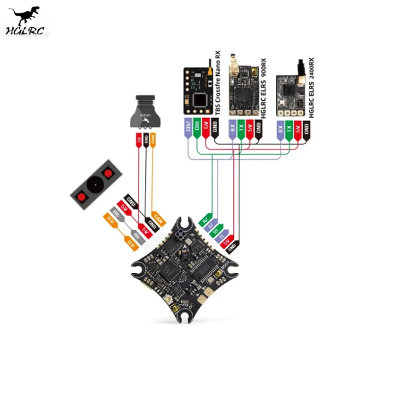 HGLRC SPECTER 10A 1-2S AIO F411 Flight Controller BLHELIS 10A 5.8G 400mW VTX SPI ELRS 2.4G RX for 65-85mm Whoop Toothpick Drone