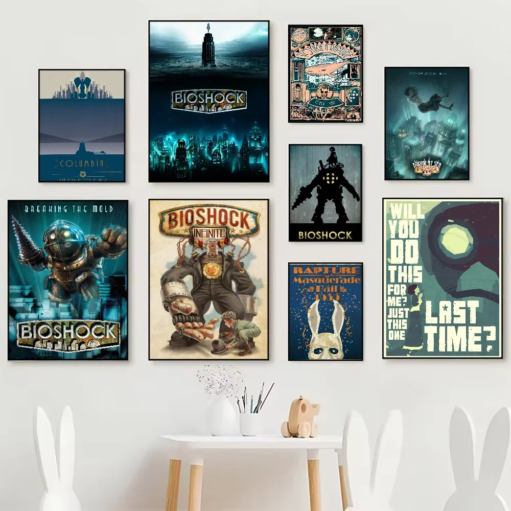 Bioshock – affiche murale collante en papier blanc, tir infini, Art HD, imperméable, décoration esthétique pour la maison, le salon, la chambre à coucher, le Bar