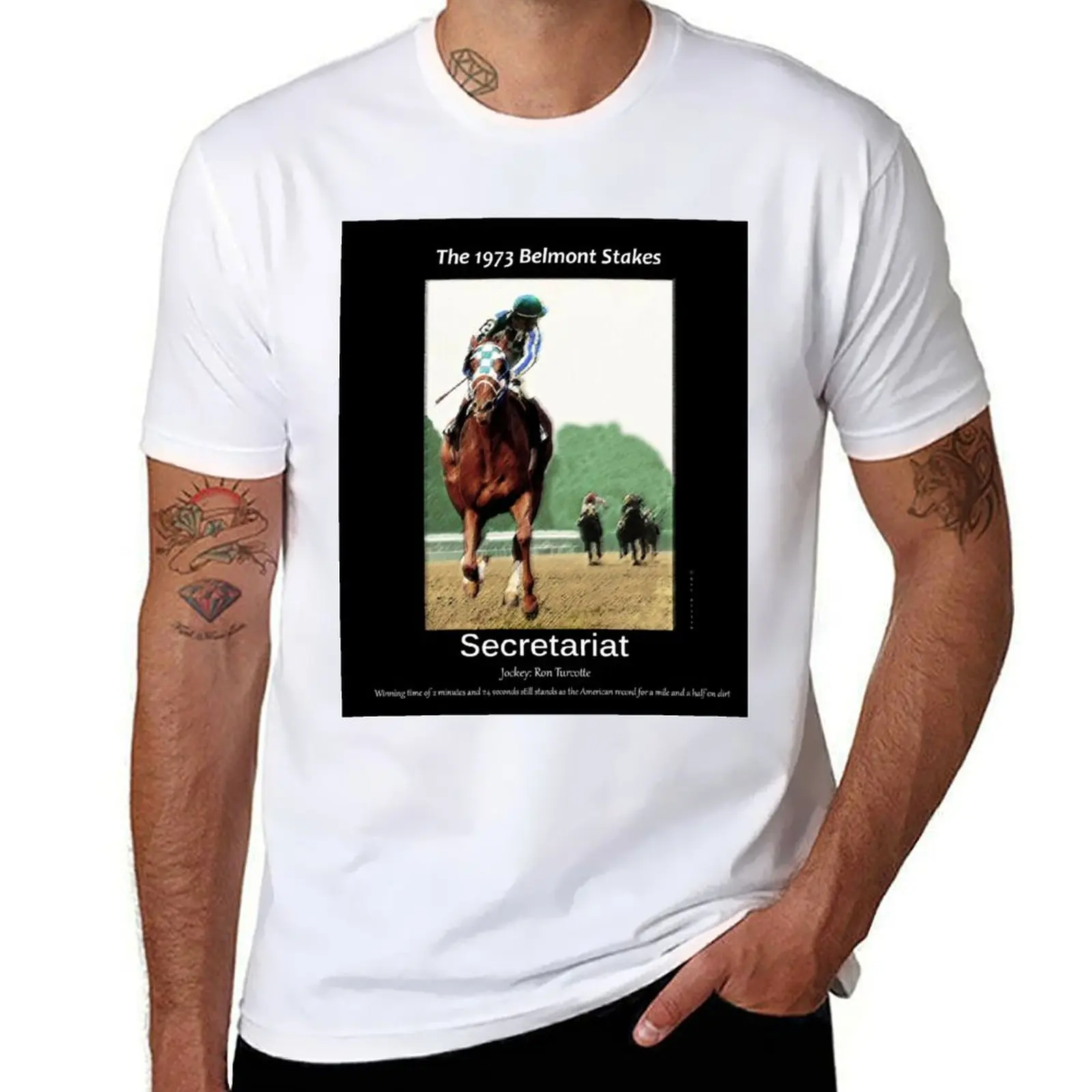 Stakes 1973 Belmont Winning the Secretariat T-Shirt Soft Stretch Short Sleeve Top