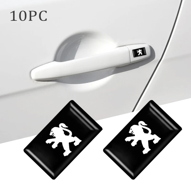 10pcs 3D Car Epoxy Stickers Mirror Trunk Emblem Decals For Peugeot 206 207 208 306 307 308 508 106 107 108 4008 2008 Accessories