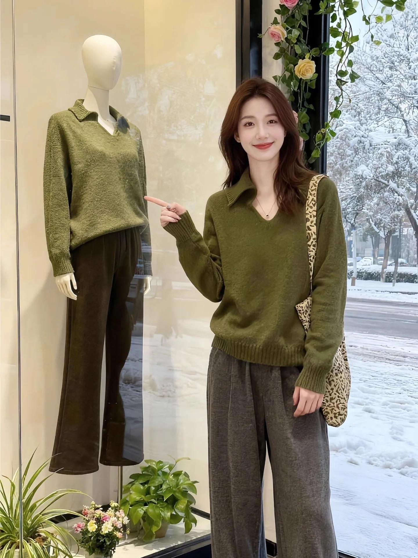 

Свитер с воротником в стиле ретро, женский осенне-зимний свободный удобный мягкий вязаный верхняя одежда, повседневный длинный топ све