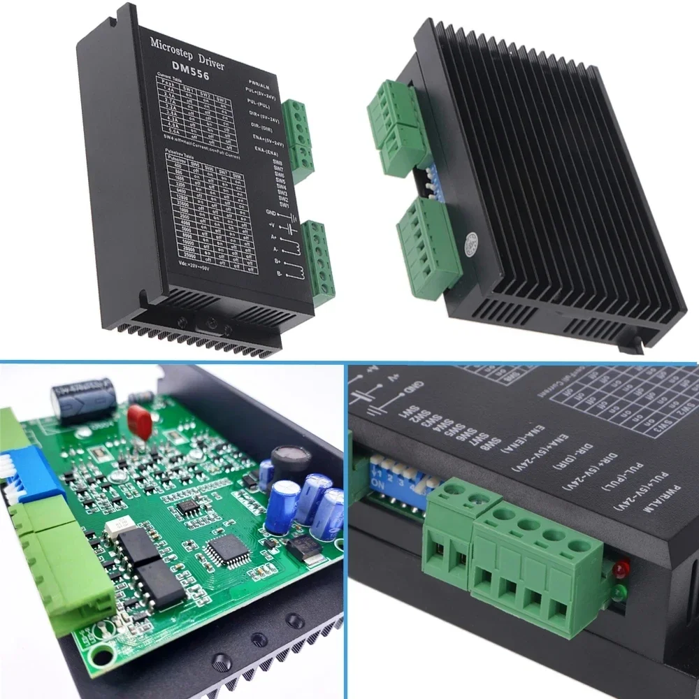 Nema23 Stepper Motor DM556 Driver Kit 3A Motor 1.2Nm 2Nm 3Nm CNC 57 Stepper Motor 56mm/76mm/112mm for CNC Router 3D Printer