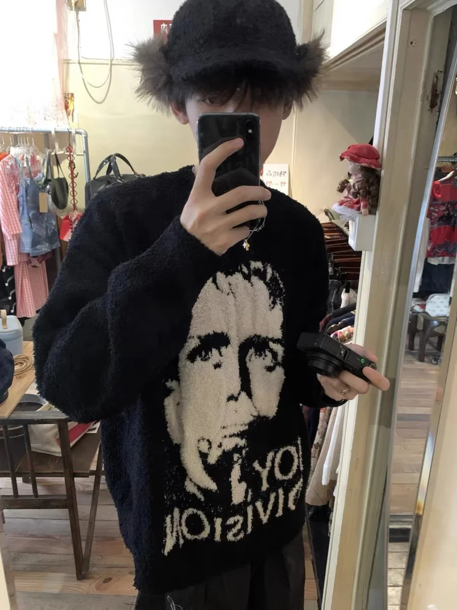 

Cleanfit American Retro Mink Simulation Loose Fit round Ne Men's Sweater Winter Comfortable Skin-friendly Long Sve Top