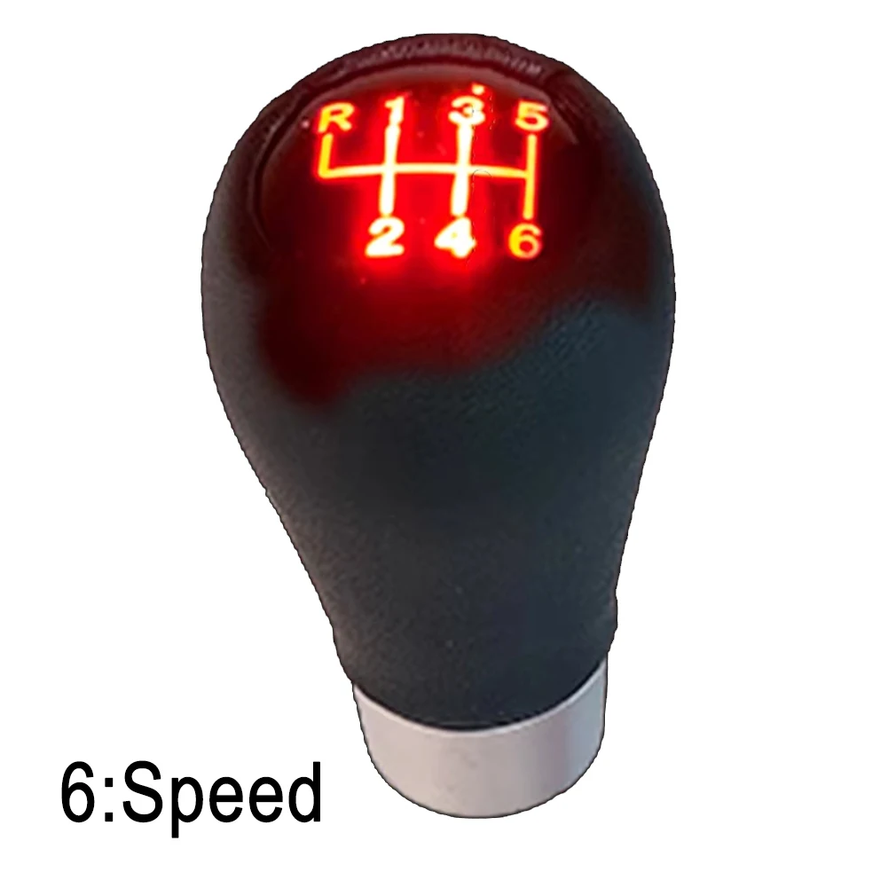 

6 Speed Gear Knob Car Shift Knob Vibrant Red LED Light Wear-resistant ABS Material Anti-corrosion Compact Size
