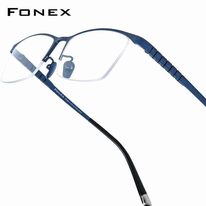 

FONEX Pure Titanium Eyeglasses Frame Men 2025 Brand Design Square Eyewear Half Rim Semi-Rimless Ulralight Japanese Glasses 85640
