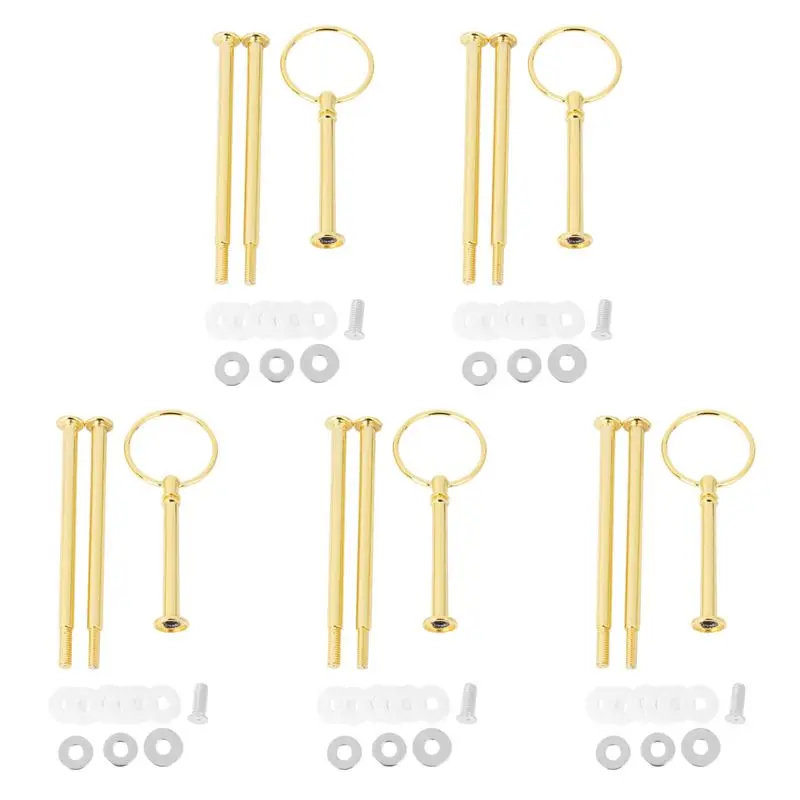 A98E-15 Wedding Metal Gold 3 Tier Cake Stand Center Handle Rods Fittings Kit