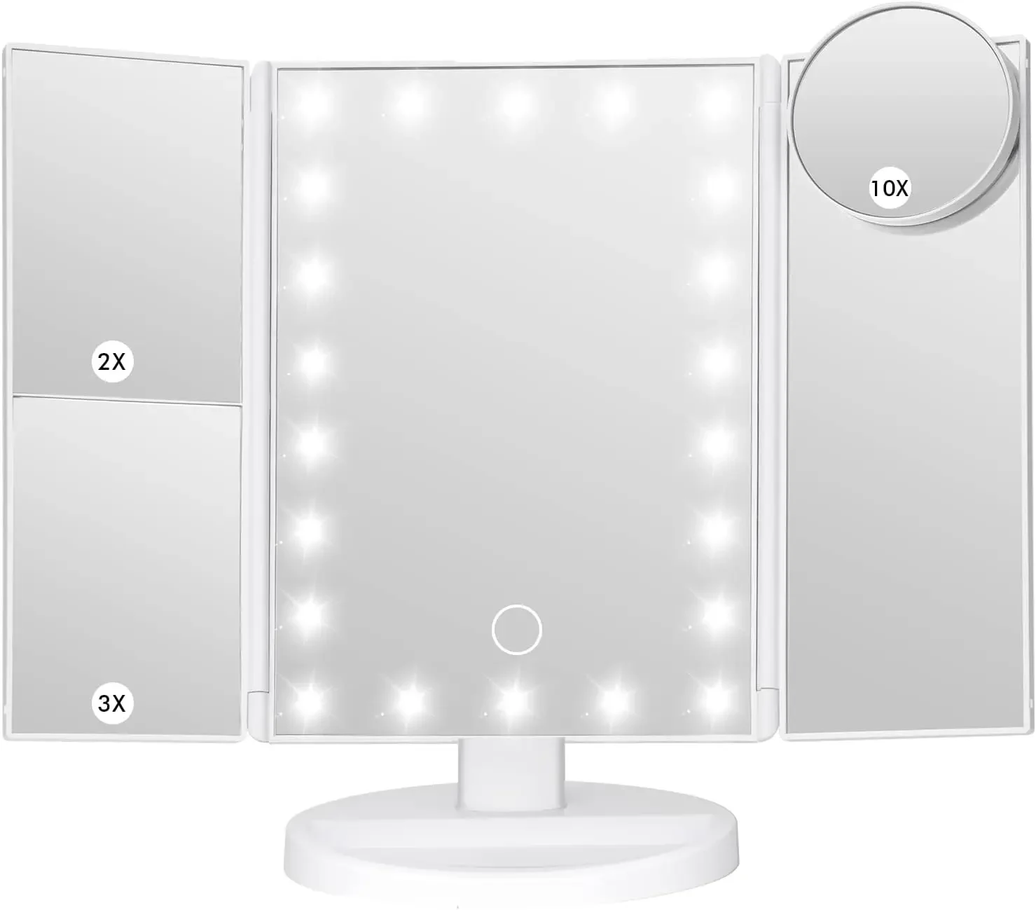 

Makeup Vanity Mirror with Adjustable Brightness Lights for Bathroom, Elegant 1X/2X/3X/10X Magnification Mirrors with Touch Scree