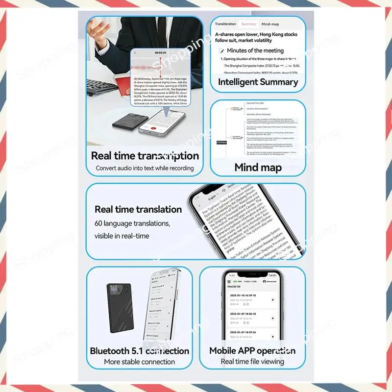 M20K AI ボイスレコーダー GPT インテリジェンス APP コントロールレコーダー マインドマップ リアルタイムトランスクリプションレコーダー