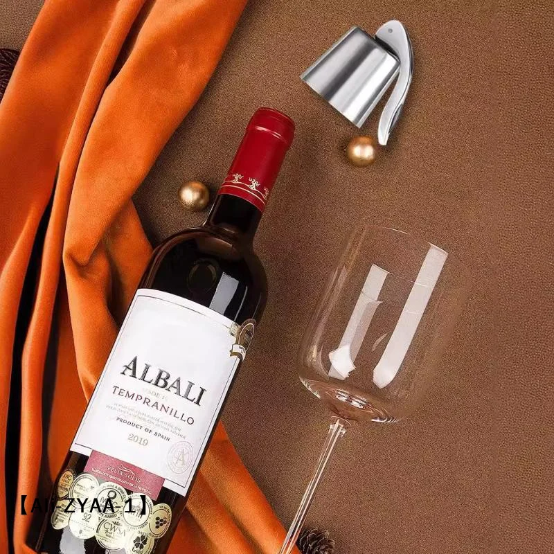 【A】Wine Bottle Stopper Stainless Steel Wine Bottle Plug With Silicone Reusable Vacuum Sealer Bottle Plug Retain Wine Freshnes