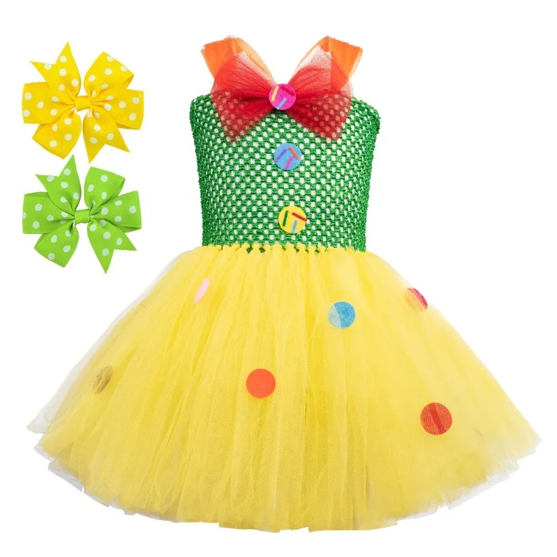 Girls' colorful sequined tutu dress set, kids' clown dress, perfect for Children's Day parties and Halloween stage performances