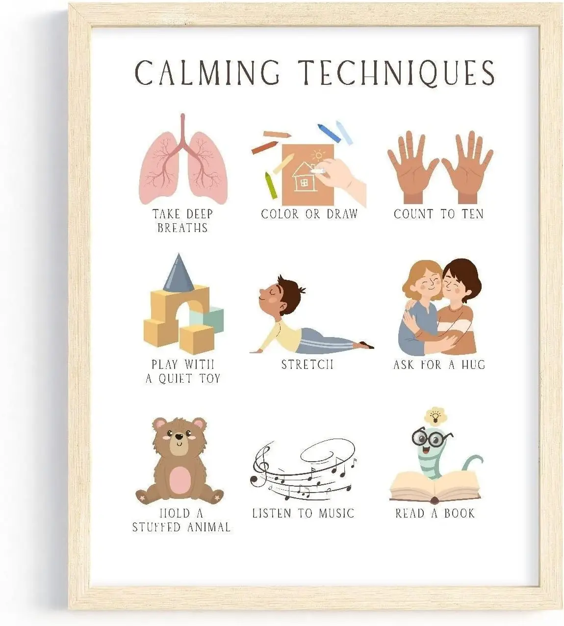 Retro Metal Tin Sign 8 X 12 Inches Calming Techniques Poster Calming Corner Strategies Chart Montessori Homeschool Decor Boho Cl