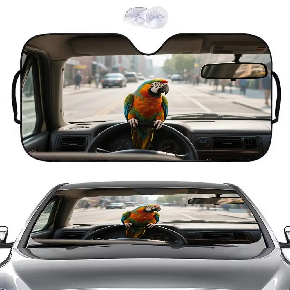 

Drive Funny Parrot Cool Car SunShade Parasol Car Windshield Sun Shade UV Protection and Interior Cooler