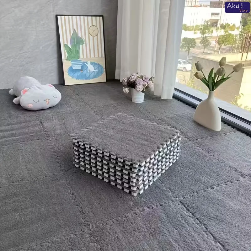 12 قطعة من سجادة أرضية رغوية من القطيفة الناعمة المتشابكة سجادة غير قابلة للانزلاق سجادة لعب سميكة لغرفة المعيشة وغرفة النوم وغرفة الأطفال ديكور المنزل #1