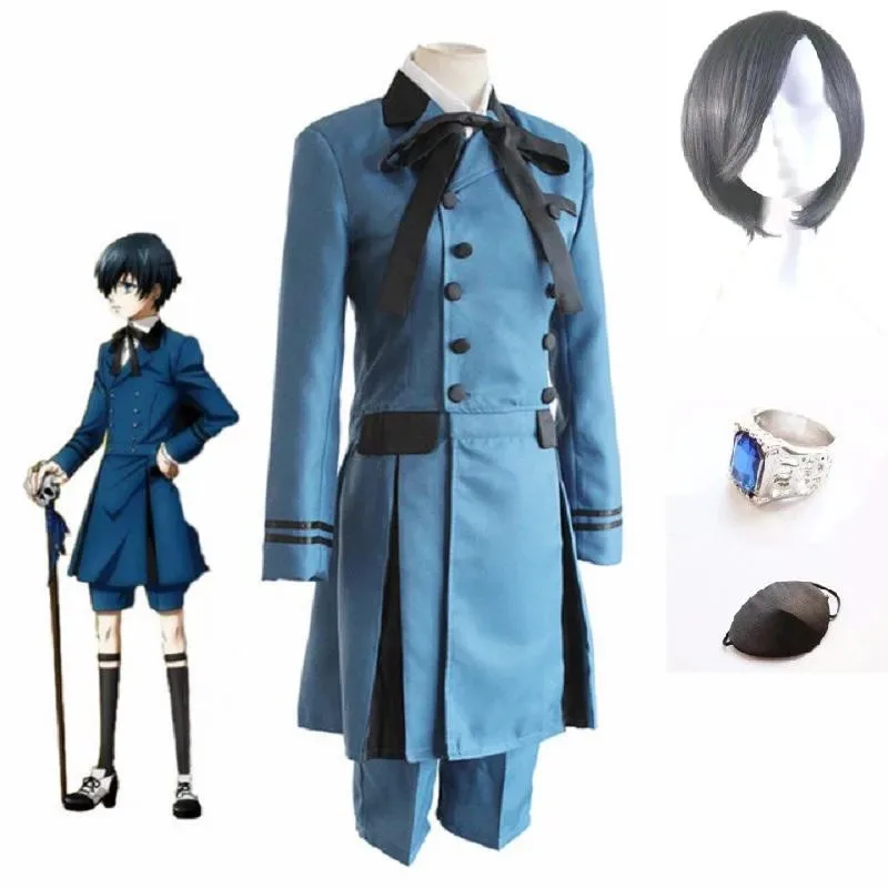 qq023 Black Butler Ciel Phantomhive packaging Sebastian Kuroshitsuji Aristocrat Cosplay Costume and