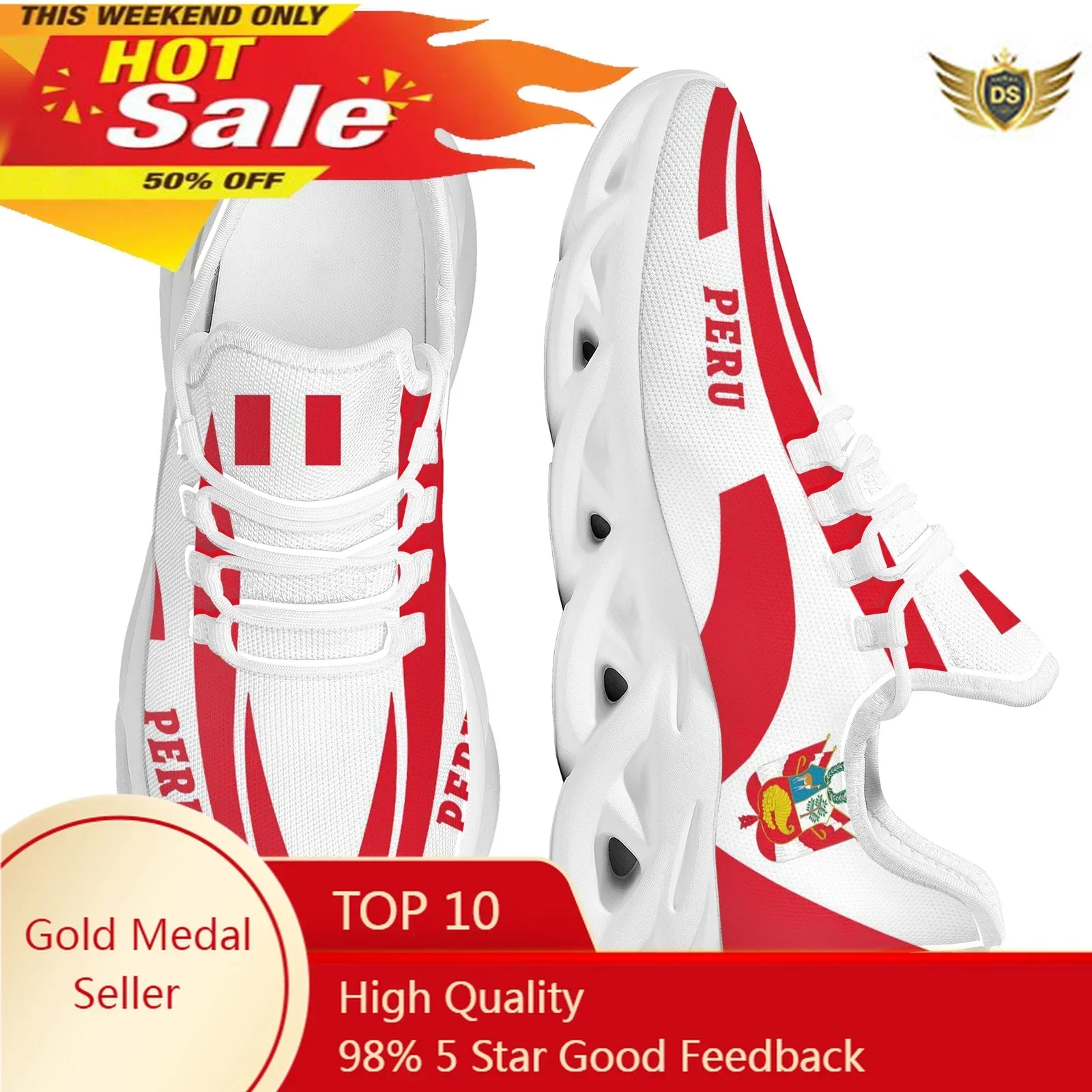 

Peru Flag Printing Thick Sole Vulcanized Shoes Ladies Lightweight Casual Outdoor Sneakers Student Non-Slip Basketball Shoes