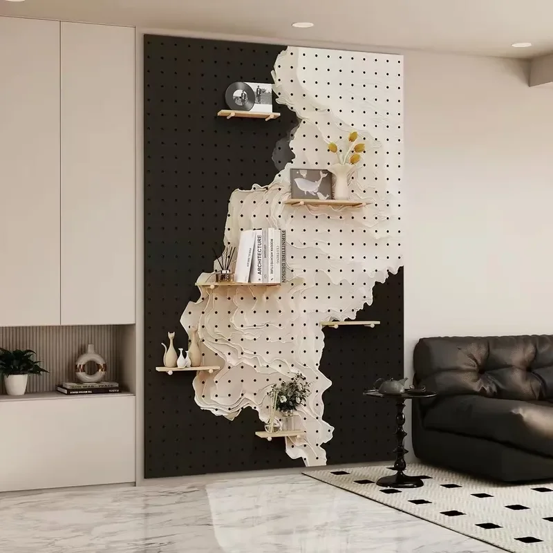 Simple Perforated Plate Wall Decor Entrance Pattern Rack Electric Box Cover Display Shelf Home Decoration