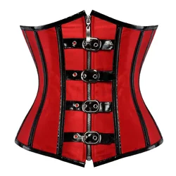 Underbust Corset Sexy Waist Slimming Leather Corset Bustiers Body Shaper for Women Steampunk Lace-up Corset Belt Waist Trainer