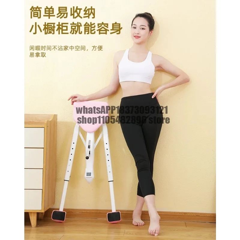 One-word horse trainer stretches, easily opens legs, presses legs, stretches and splits ligaments