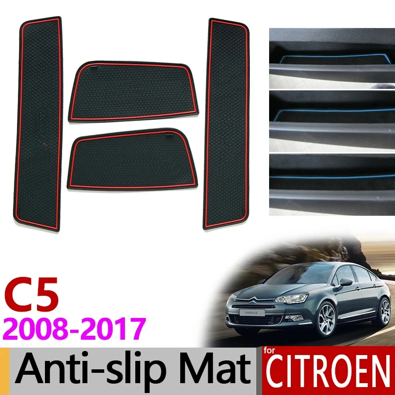 Anti-Slip Rubber Gate Slot Mat for Citroen C5 mk2 2008 2009 2010 2011 2012 2013 2014 2015 2016 2017 Estate Accessories Stickers