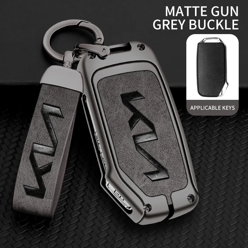 Zinc Alloy Leather Car Remote Key Case Protector Bag For KIA Sportage R GT Stinger Sorento Ceed Cerato Forte Niro Soul Telluride