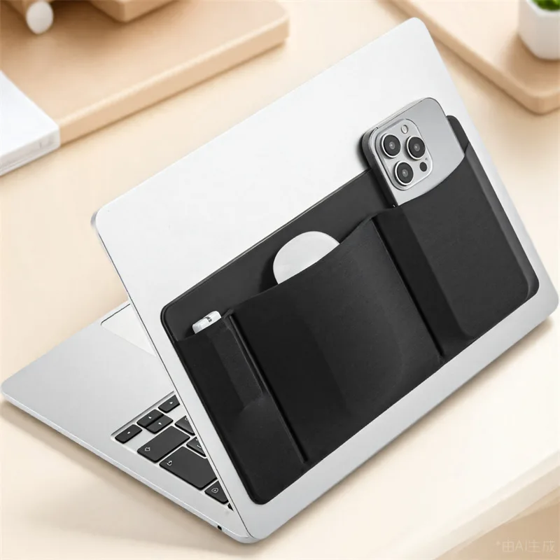 Self Adhesive Mouse Storage Pouch, Laptop Stick On Hard Drive Bag with 3M Tape, Portable Digital Accessories Organizer