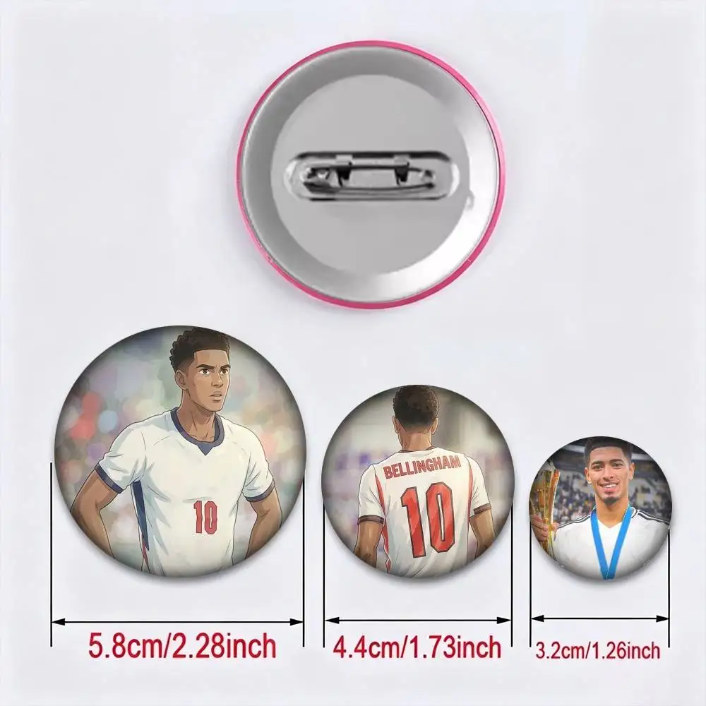 Football J-Jude B-Bellinghams 25mm 32mm 44mm 58mm 75mm Brooches Badges Pins for Accessories Gift
