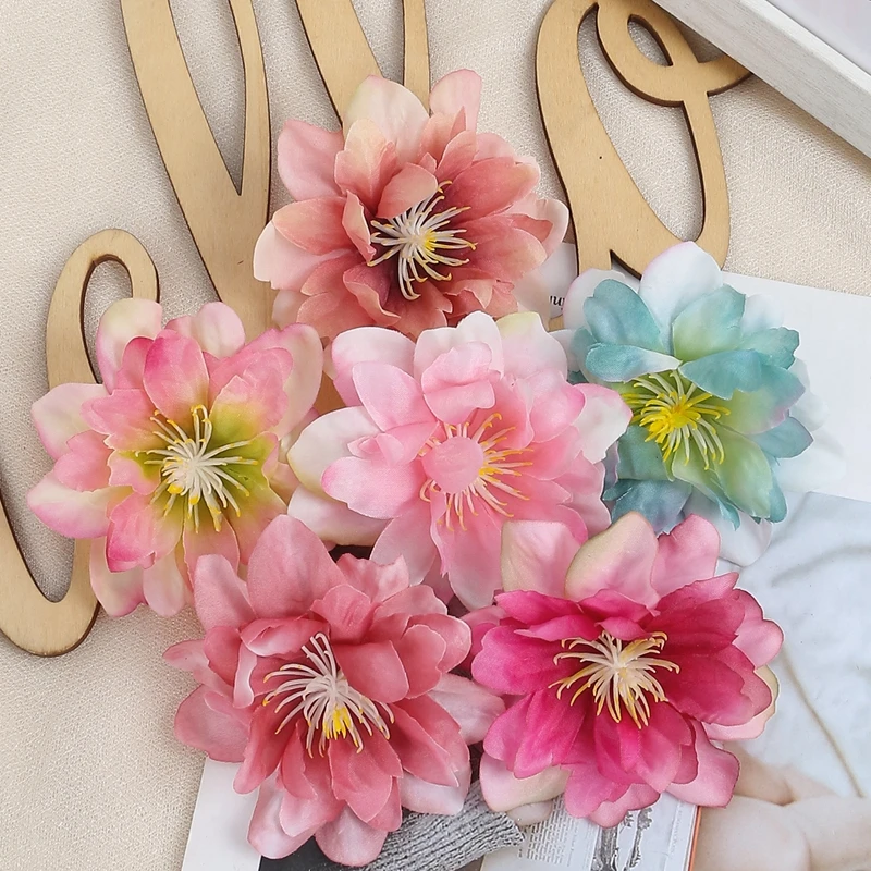 10/20 sztuk sztuczne główki kwiatów 7cm sztuczny kwiat do wystroju pokoju w domu ogród dekoracje ślubne DIY Craft Garland akcesoria do prezentów — zdjęcie 3