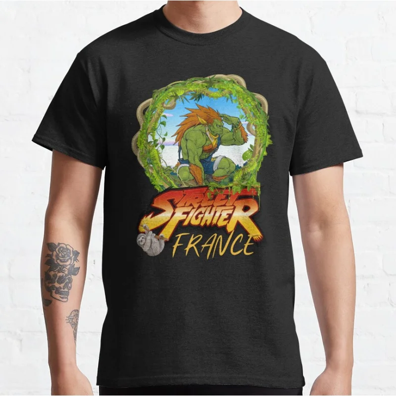 

Blanka SFF street fighter france 80s Video game Retro fighting videogames T-shirt for men Large size Adult Tops S-6xl